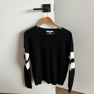 Black cashmere sweater with white detailing (size small)
